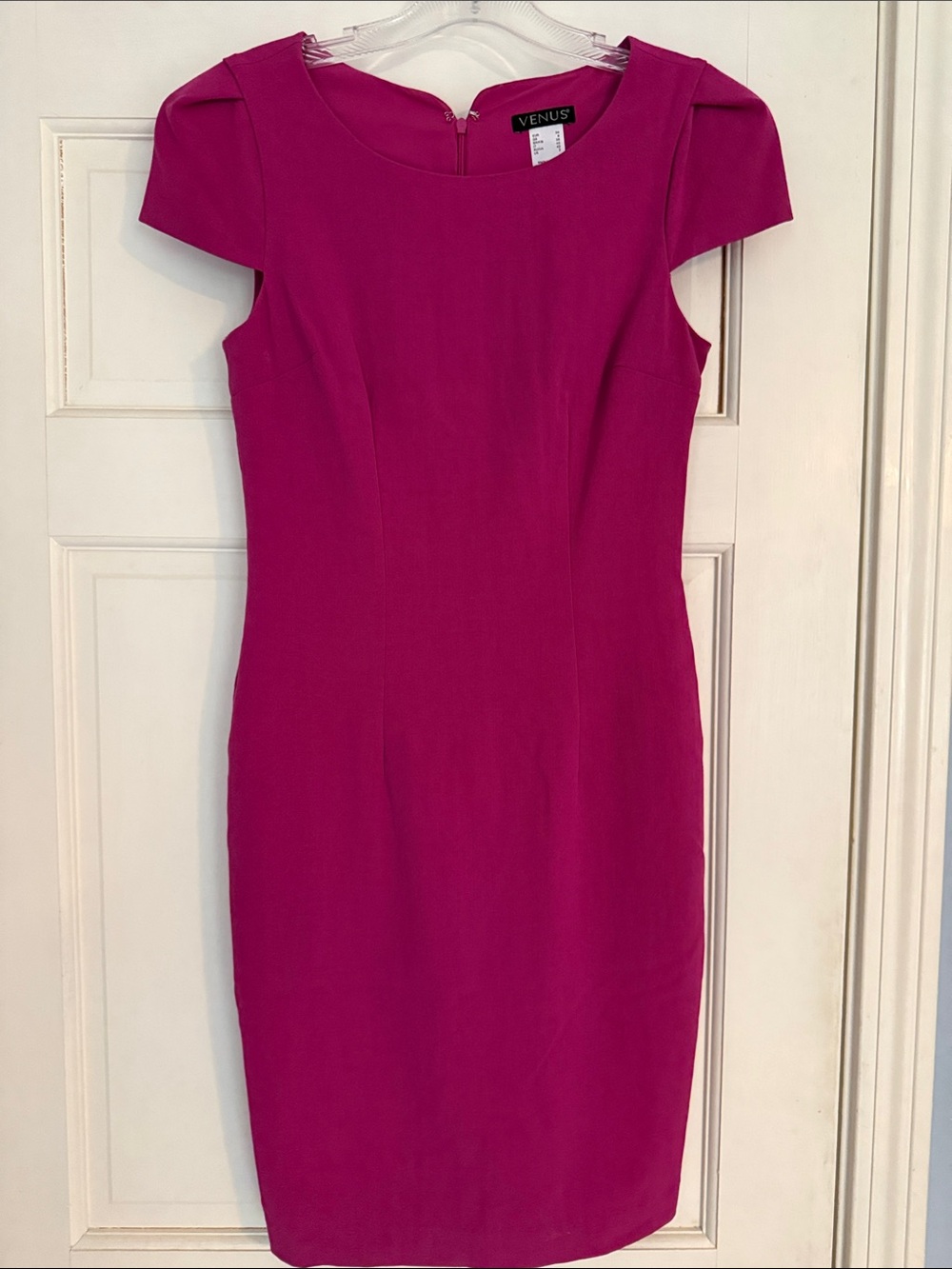 Venus Fuchsia Sheath Dress - Sleek Cap Sleeve Work-to-Event Dress